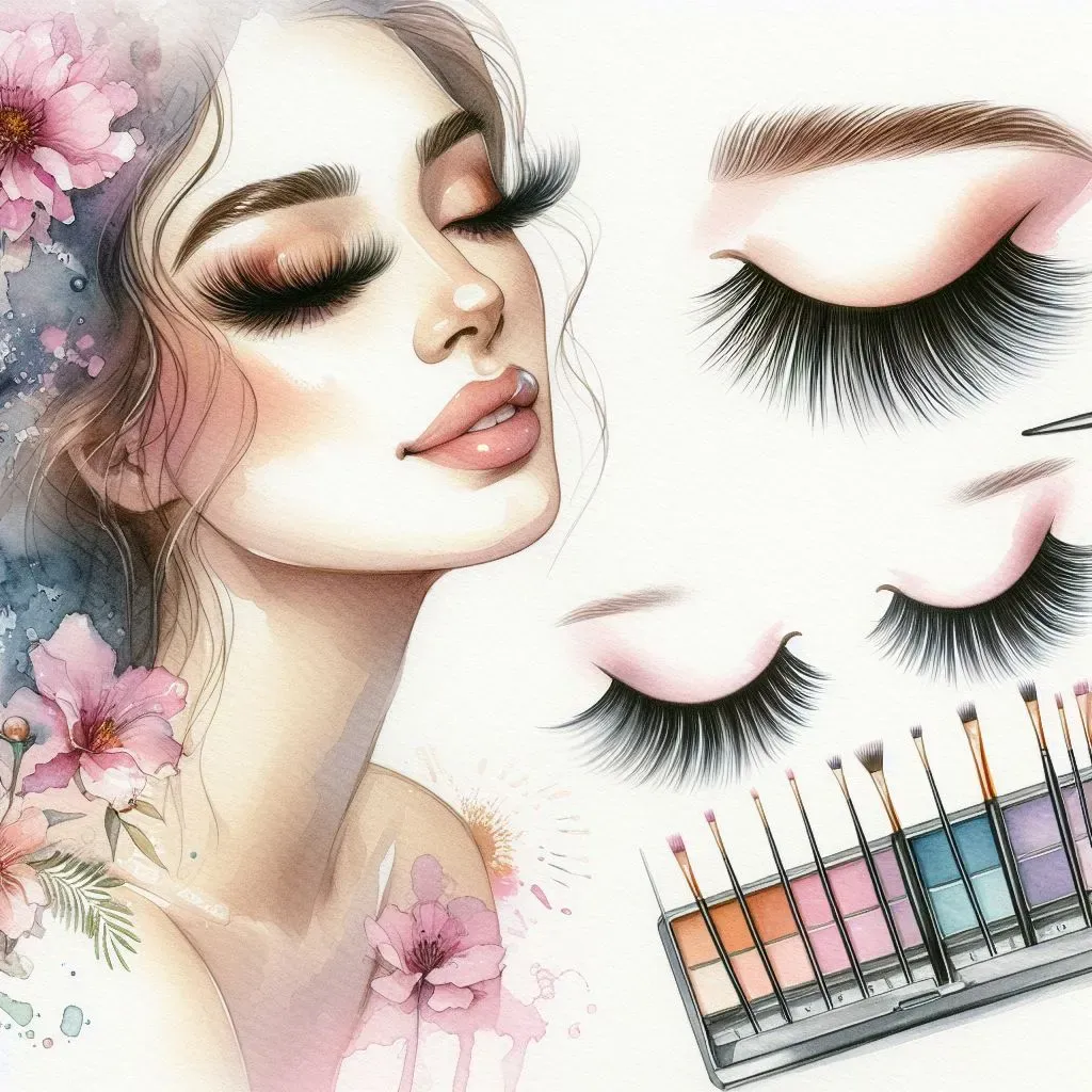 An illustration of a woman with eyelash extensions.