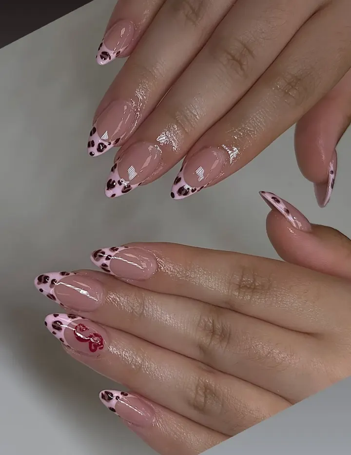 Nails by Beautique Bar: sheer pink, tiny hearts
