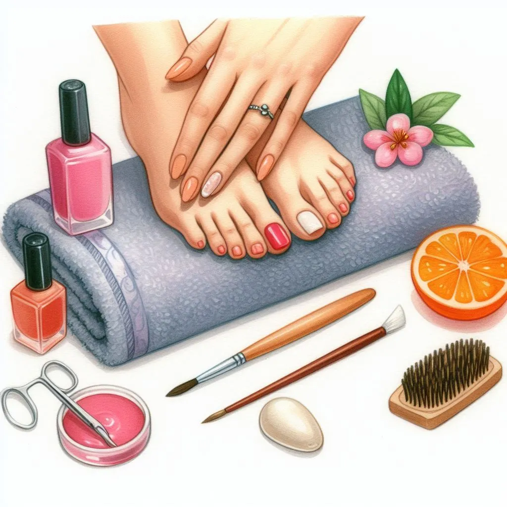 An illustration about manicures and pedicures